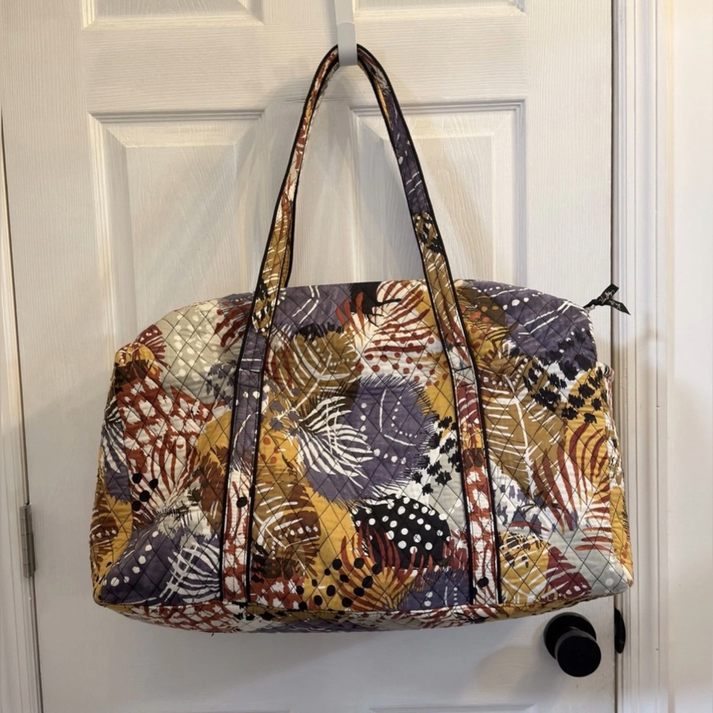 Vera Bradley Painted Feathers RETIRED Large Duffel Weekender Travel Bag